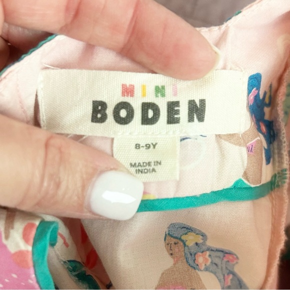 Mini Boden Pink Mermaids Cotton Girls Sundress Flutter Sleeves Sz 8-9y - Picture 11 of 11
